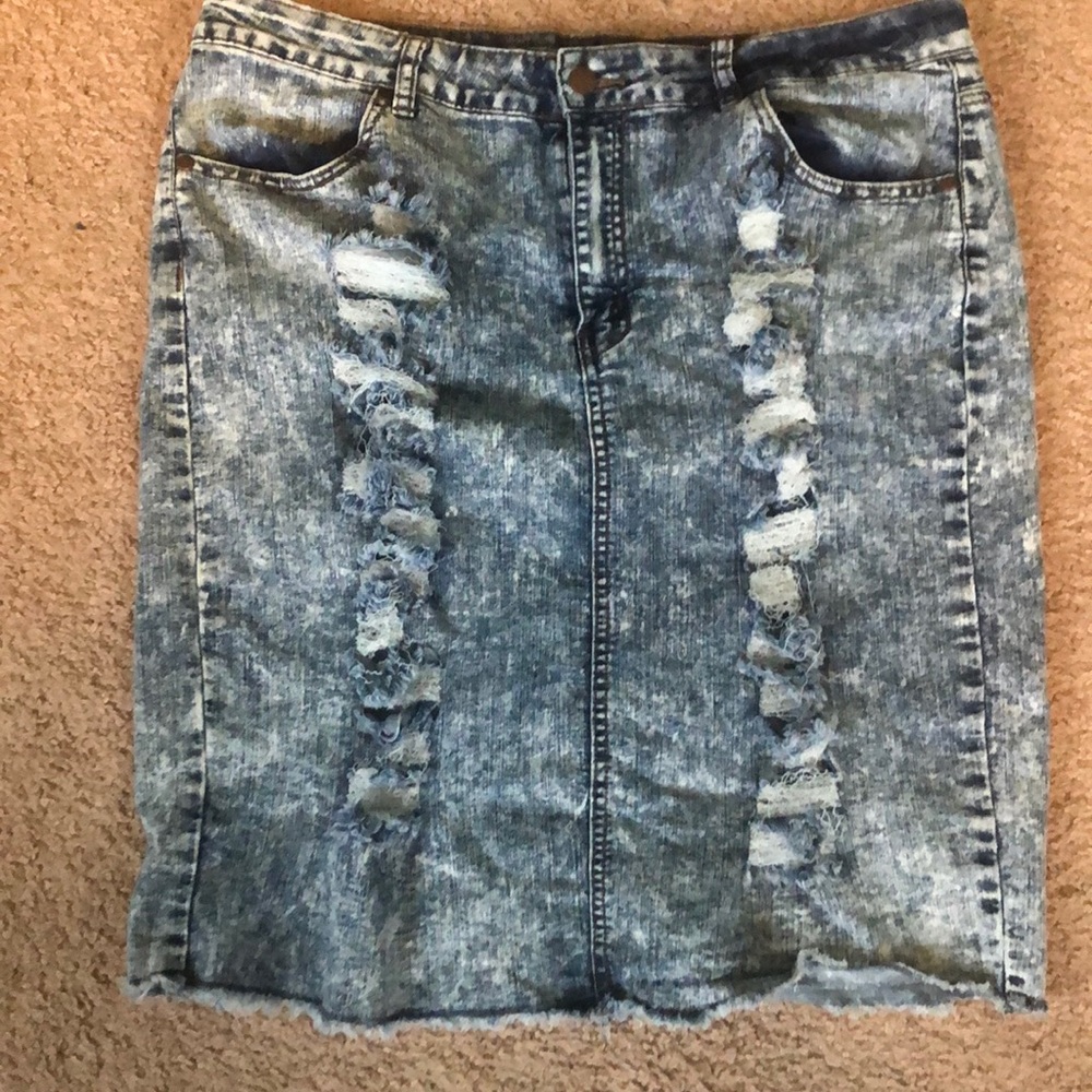 Acid Wash Denim Skirt